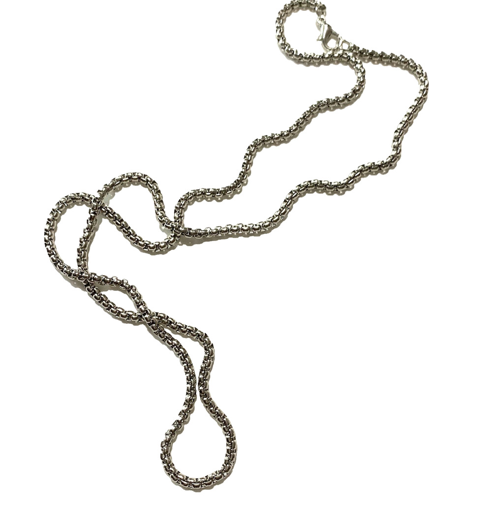 Silver Tone Rounded Box Link Chain Necklace 20” Unique Geometric Layering Piece